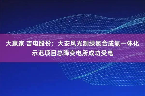 大赢家 吉电股份：大安风光制绿氢合成氨一体化示范项目总降变电所成功受电