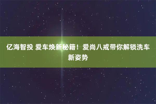 亿海智投 爱车焕新秘籍！爱尚八戒带你解锁洗车新姿势
